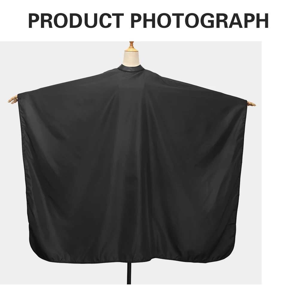 Silikon Ausschnitt Haarschnitt Tuch Versteckte Schnalle Wasserdicht Barber Schwarz Cape Friseur Mantel Frisur Kleid Barbershop Liefert – Detail 10