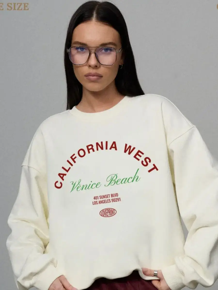 Sudaderas estéticas con estampado de insignia y letras para mujer, Jersey holgado de gran tamaño a la moda francesa, camisa blanca informal de manga larga para otoño