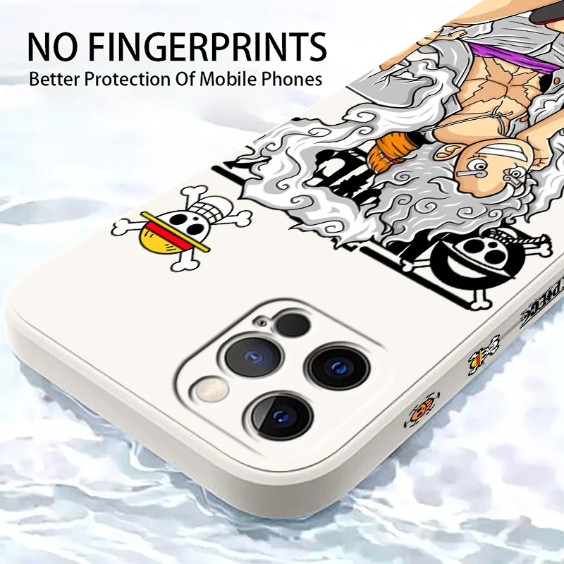 اليابانية قطعة واحدة لوفي كول لينة غطاء من البولي يوريثان الحراري آيفون 16 15 14 13 12 11 برو ماكس زائد للصدمات السائل اليسار حبل جراب هاتف