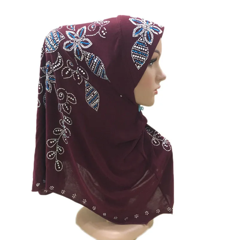 Adulti grandi ragazze donne di medie dimensioni sciarpa Hijab musulmana con strass cappello foulard islamico Armia Pull On Headwrap regalo Ramadan