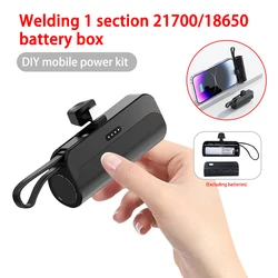 18650/21700 Portable Charger USB C Battery Pack Phone Charger Plastic Shell Box No Welding Quick Charging Mobile Power Case Kit