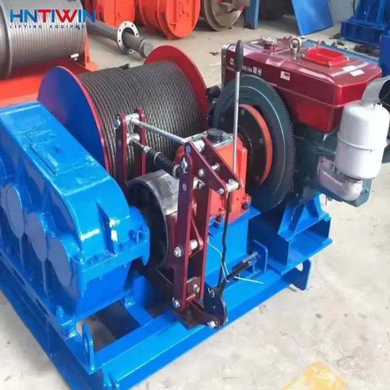 China HNTIWIN Factory Price Diesel & Powered Winch 5t 3t 10t Capacities for Cranes Application