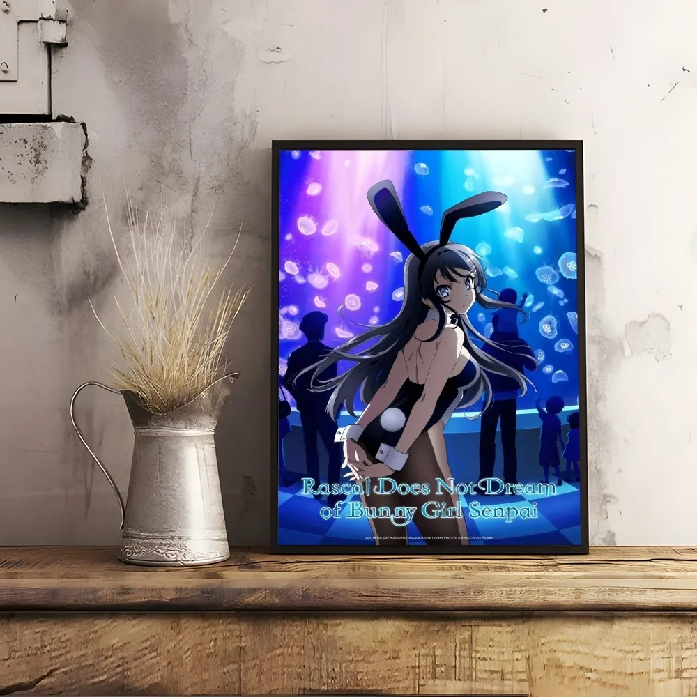 B-Bunny Girl S-Senpai Japanese Anime Poster Sticky Wall Art Printing Waterproof Home Living Bed Room Bar Hallway Aesthetic Decor