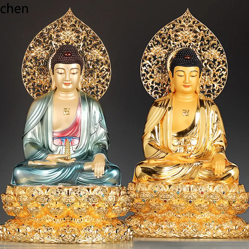 Cz1 enamel pure copper amitabha statue medicine  three treasures buddha statue for home worship tathagata buddha