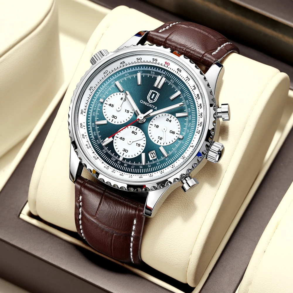 

QINGXIYA модные мужские кварцевые часы многофункциональные 24-часовые часы с хронографом и датой мужские водонепроницаемые часы со светящейся стрелкой мужские