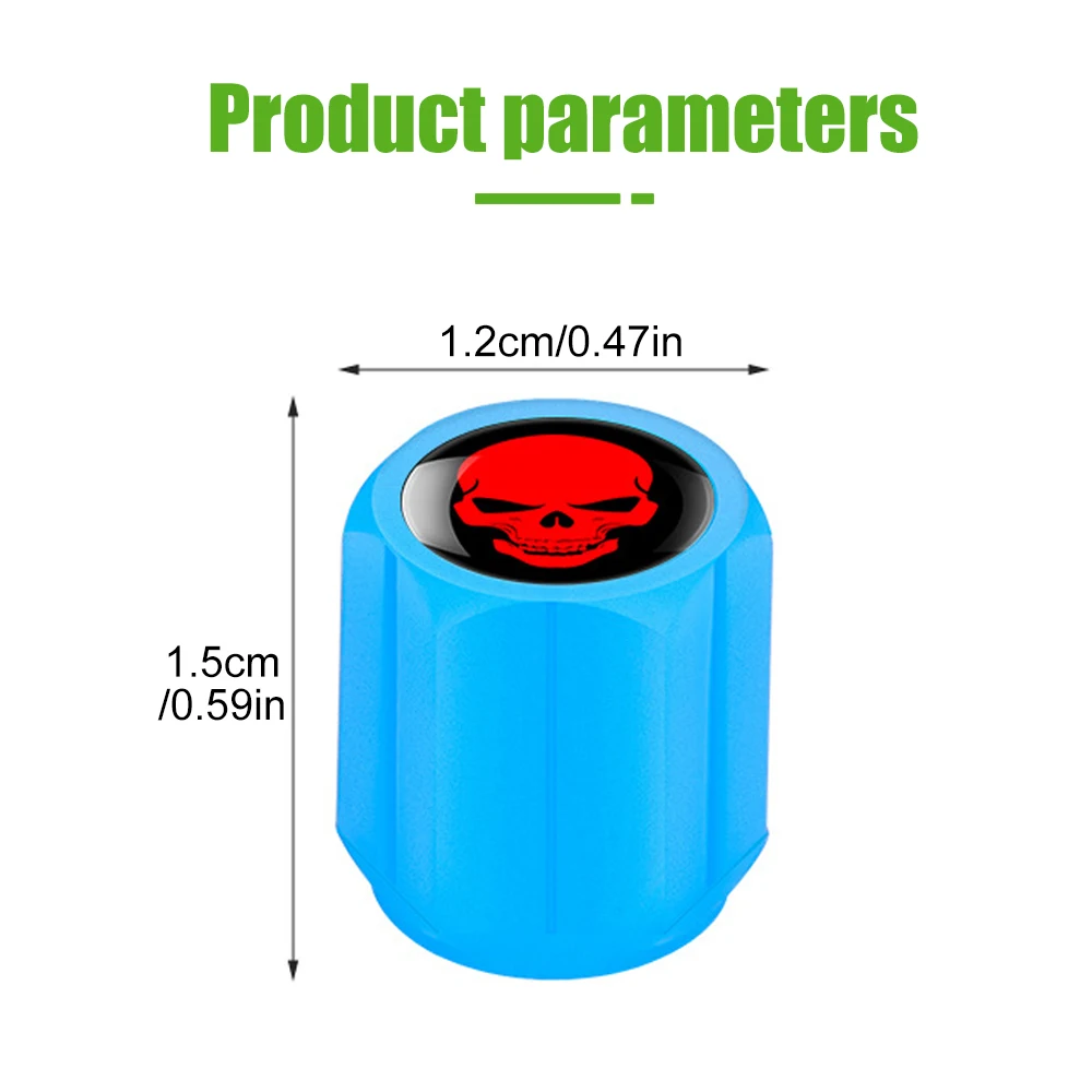 Aqtqaqq – capuchons de Valve fluorescents, capuchon de tige de pneu lumineux, Style crâne, capuchon de roue à Air pour voitures, motos, 4 pièces