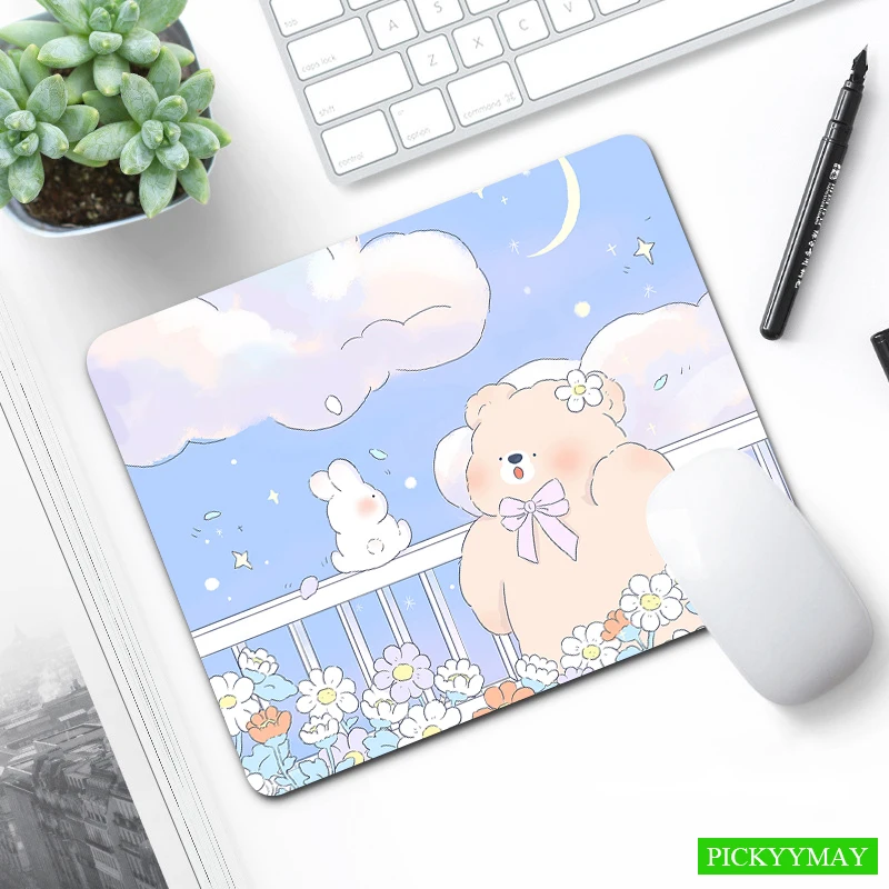 

Cute Small Mouse Pad XS Mousepad Design Rubber Mouse Mat Little Bear Desk Mat 18x22cm Desk Pad Office