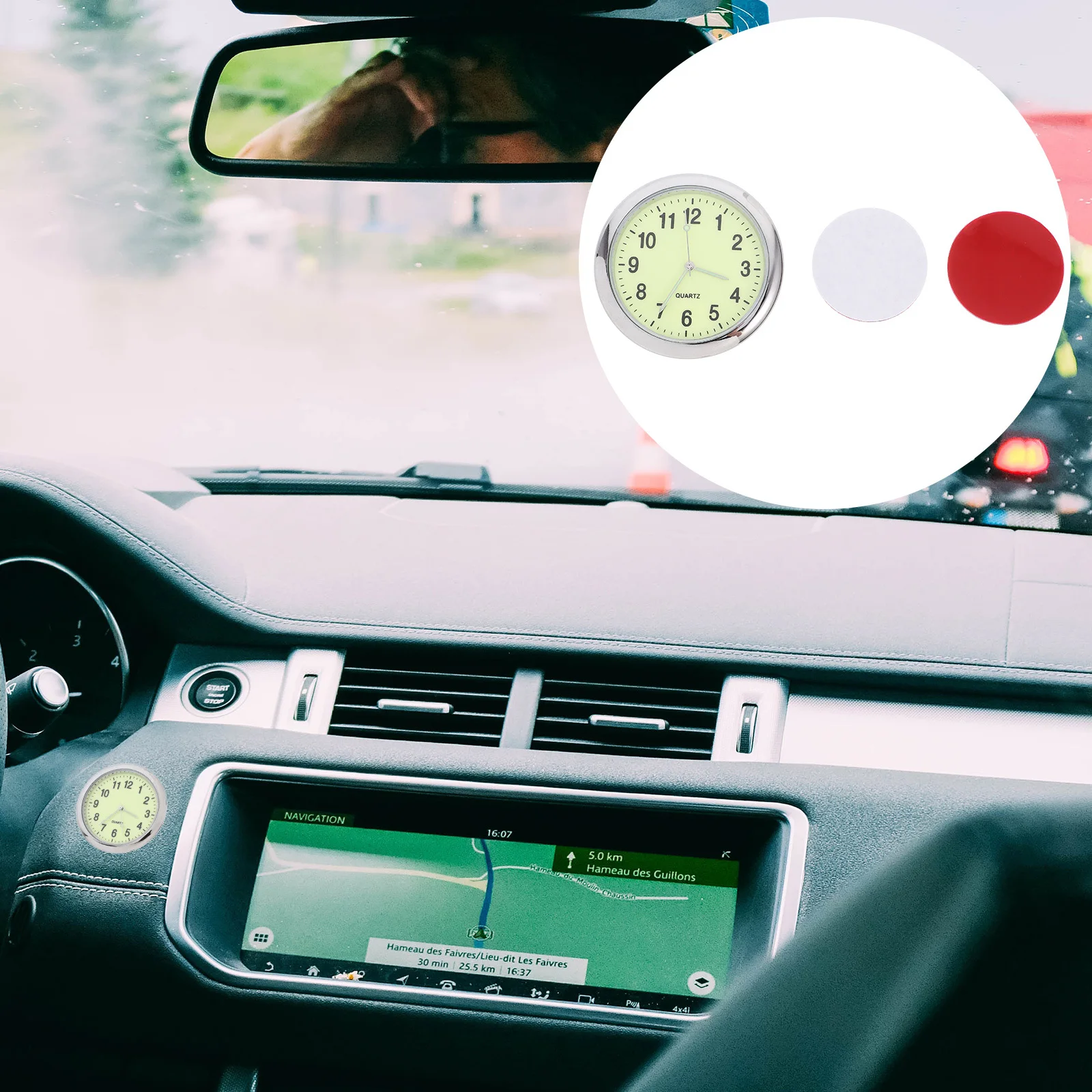 

Stick On Car Clock Round Mini Automotive Dashboard Clock For Auto Truck Vehicle Interior Luminous Small Time Display