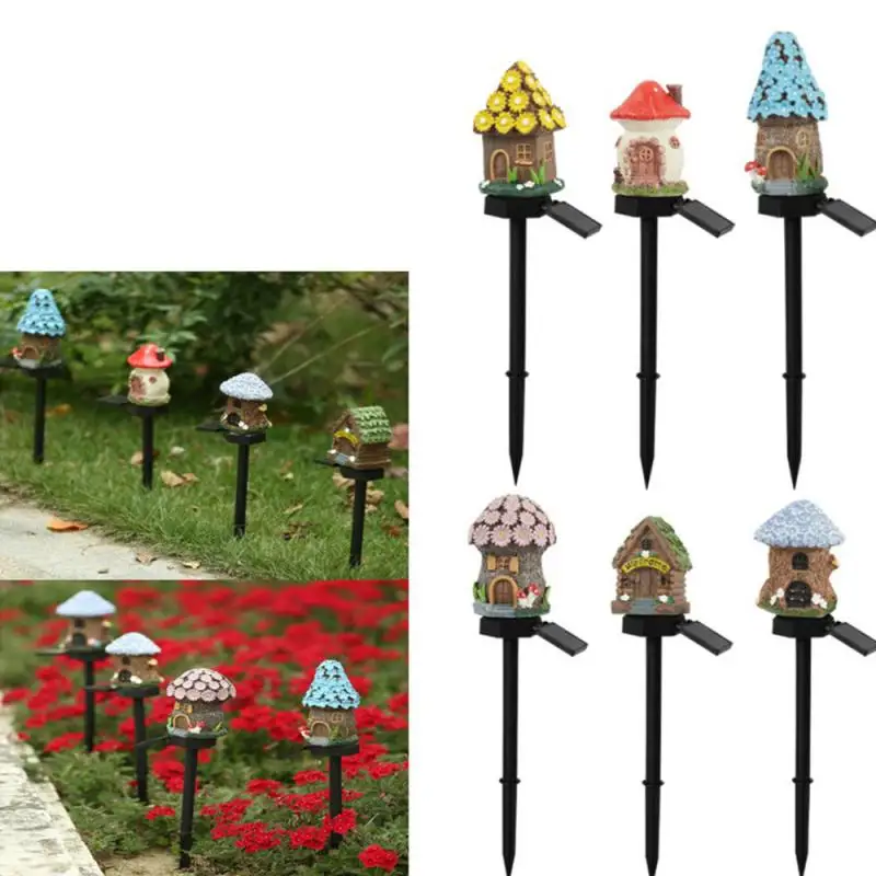 

Outdoor Solar Lights For Home Yard Patio Driveway Resin Cottage Christmas Lamp Solar Powered Waterproof Outdoor Lighting