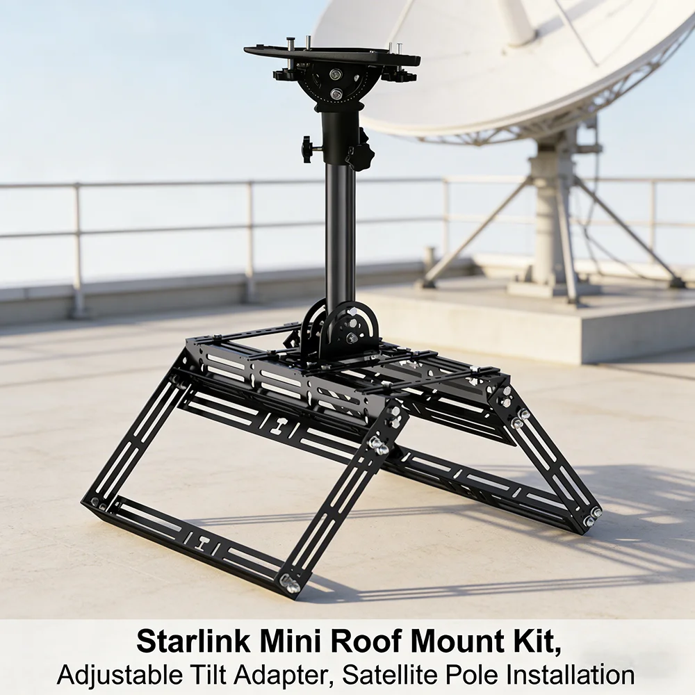 For Starlink Standard 4 Ridge Mount,160° Adjustable Heavy-Duty Metal Kit with Pipe Adapter,Star link Gen 3/ 4X/ Enterprise Dish