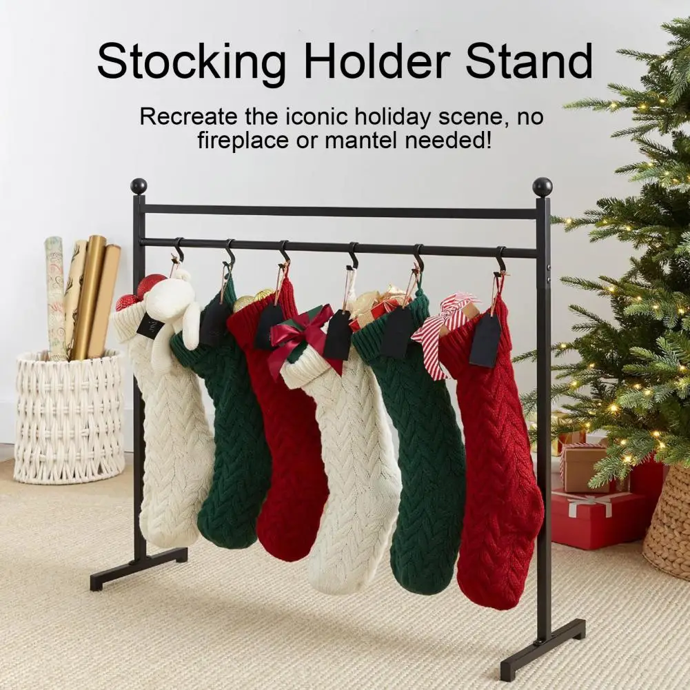 

Iron Christmas Stocking Display Christmas Stocking Holder Stand with 12 Hooks Easy to Install Iron for Standing for Holiday