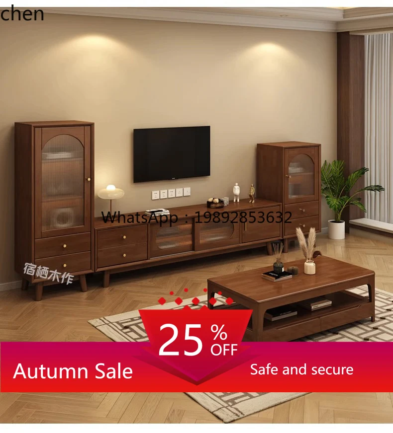 

solid wood TV cabinet living room home new walnut old Chinese coffee table TV cabinet combination