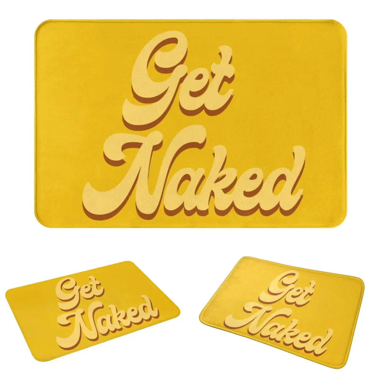 Get Naked - Typography Mustard Doormat Water oil proof Carpet Rug Kitchen Entrance Home Floor Mat for Bedroom Footpad Mats