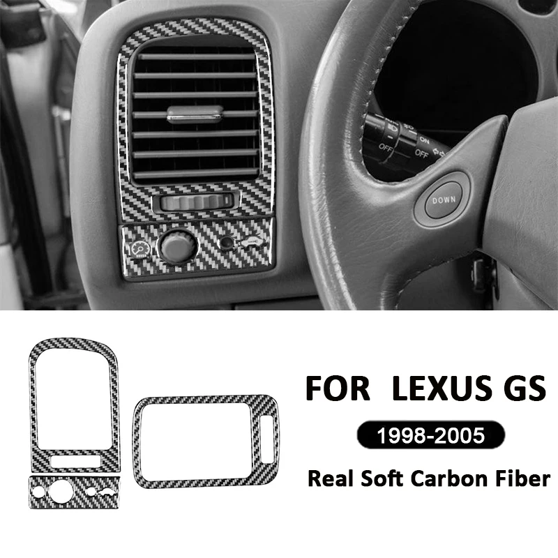 

For LEXUS GS 1998-2005 Carbon Fiber Car Instrument Panel Left Right Air Outlet Adjustment Trim Frame Interior Decoration Sticker