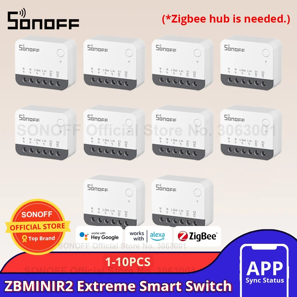 1-10PCS SONOFF ZBMINIR2 Zigbee3.0 Smart External Switch Control Compact Size Requires Neutral Wire Works with Alexa Google Home