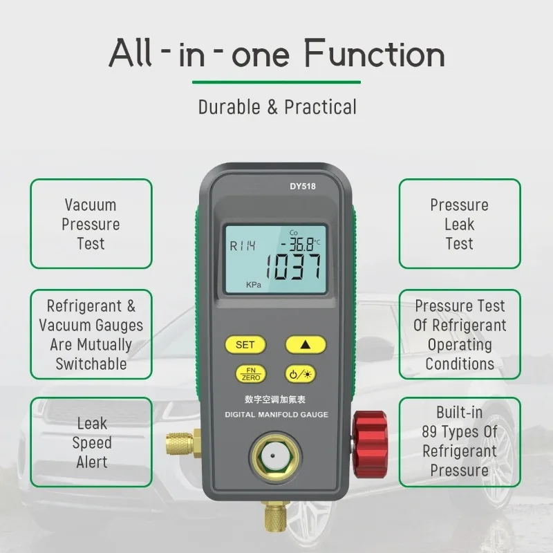 R134A R32 R410A Refrigeration Digital Manifold Gauge Car Air Conditioner Pressure Temperature Electronic Manometer Gauge Tester