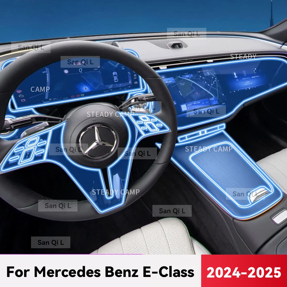 For Mercedes Benz E Class 2024 2025 TPU Car Navigation Screen Film Gearbox Protective Sticker Anti-scratch Interior Accessories