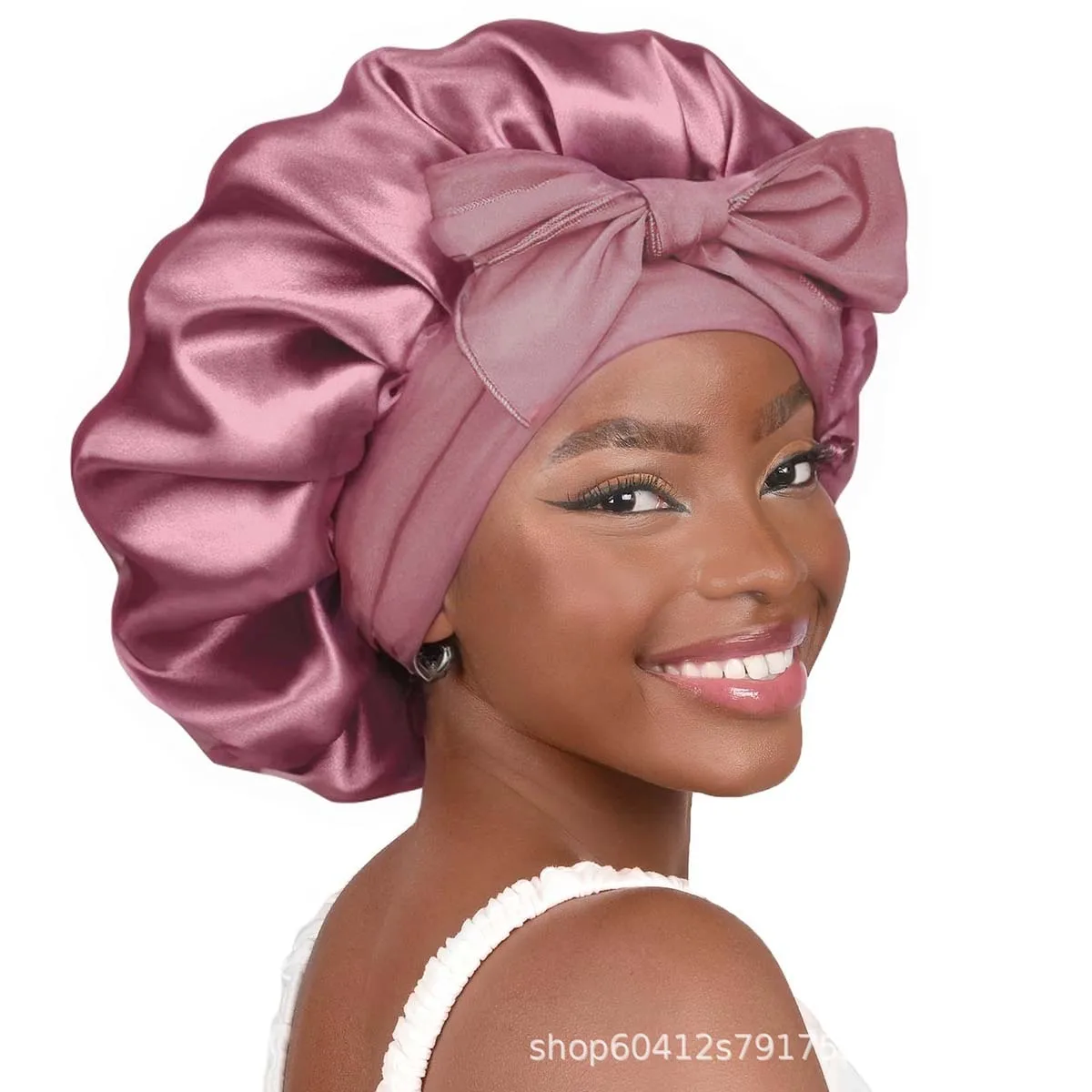 YANIBEST Verstellbare Seiden-Schlafhaube für Frauen Doppellagige Satin-Haube Reduziert Reibung Verhindert Frizz Lockiges Haar – Detail 9