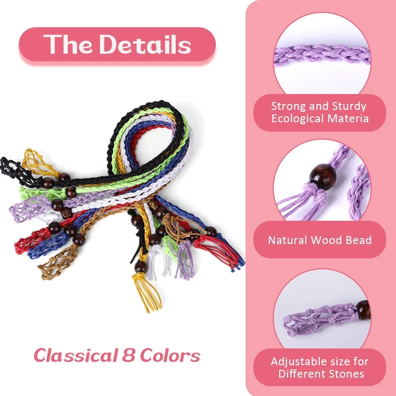 Crystal Cage Necklace Holder Adjustable Length Empty Stone Pendant Holder Hand-Woven Necklace Cord for DIY Jewelry Making