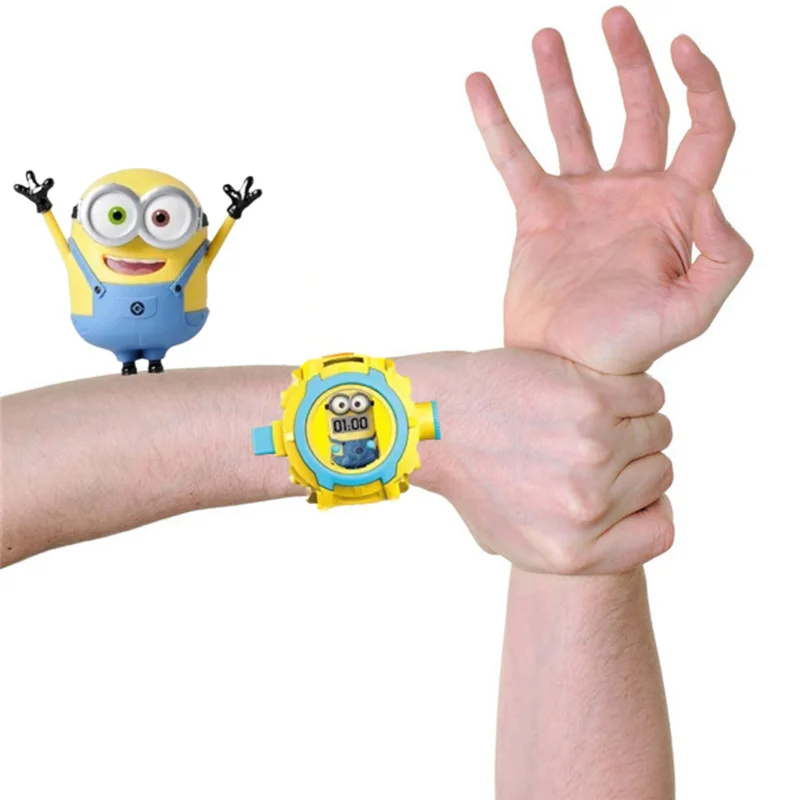 Minions Projection Wrist Watch Anime Figure Children Electronic Watch Cute Cartoon Toy Watches Kids Birthday Gift Boys and Girls