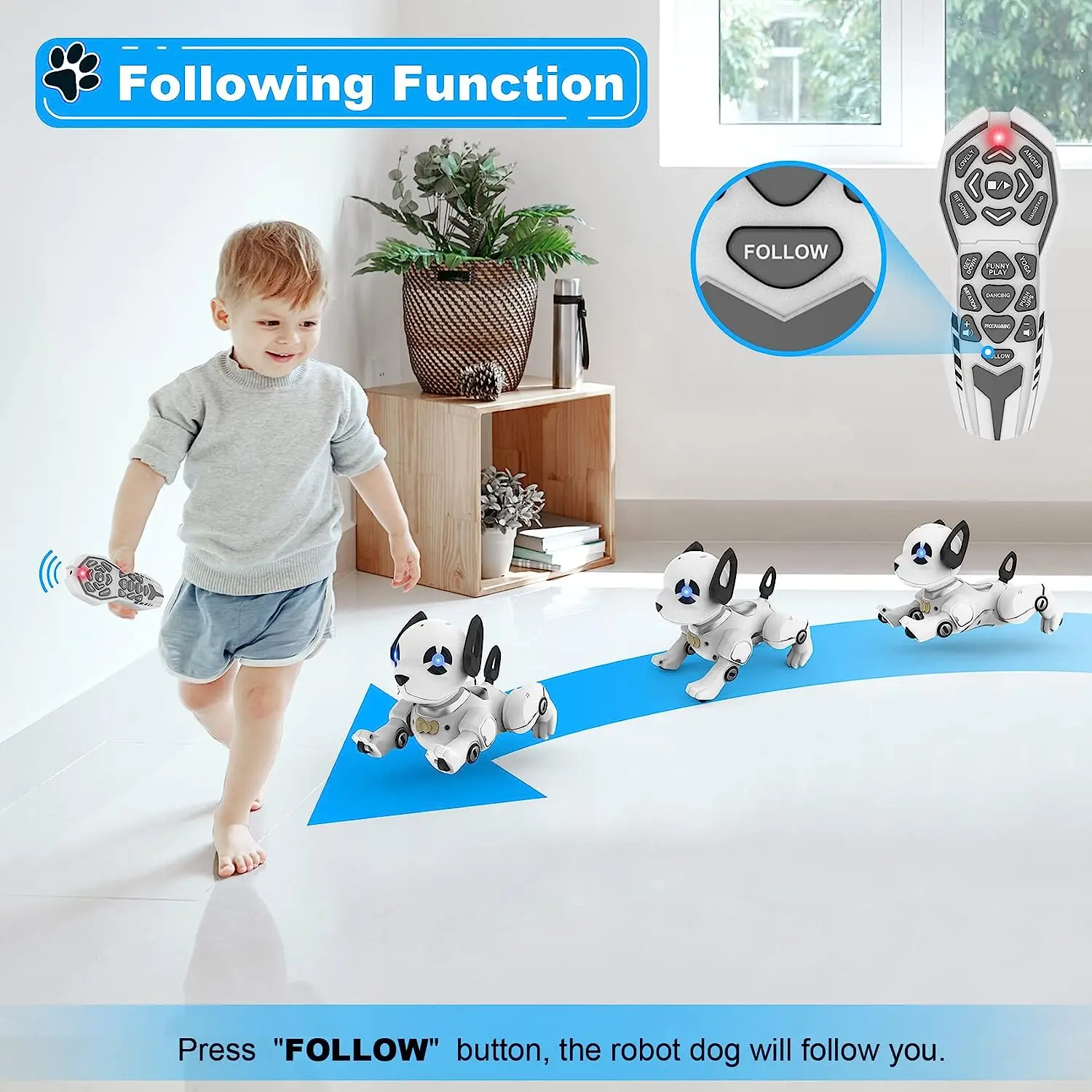 Controle remoto Robô Cão, Programável Inteligente Interativo Stunt Robot Dog, Stunt Walking Dancing Gift Brinquedos para Crianças