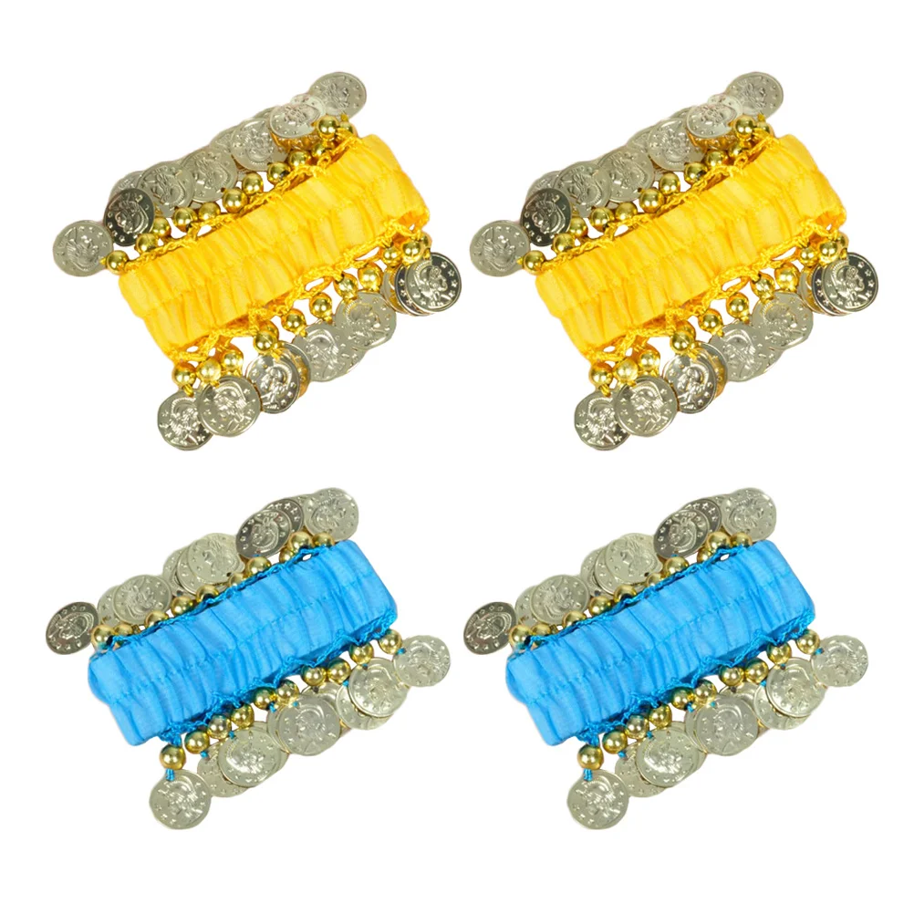 2 pares pulseira de dança do ventre brilhante delicado combinação perfeita corrente de pulso lenço de quadril acessórios de roupa de dança requintado