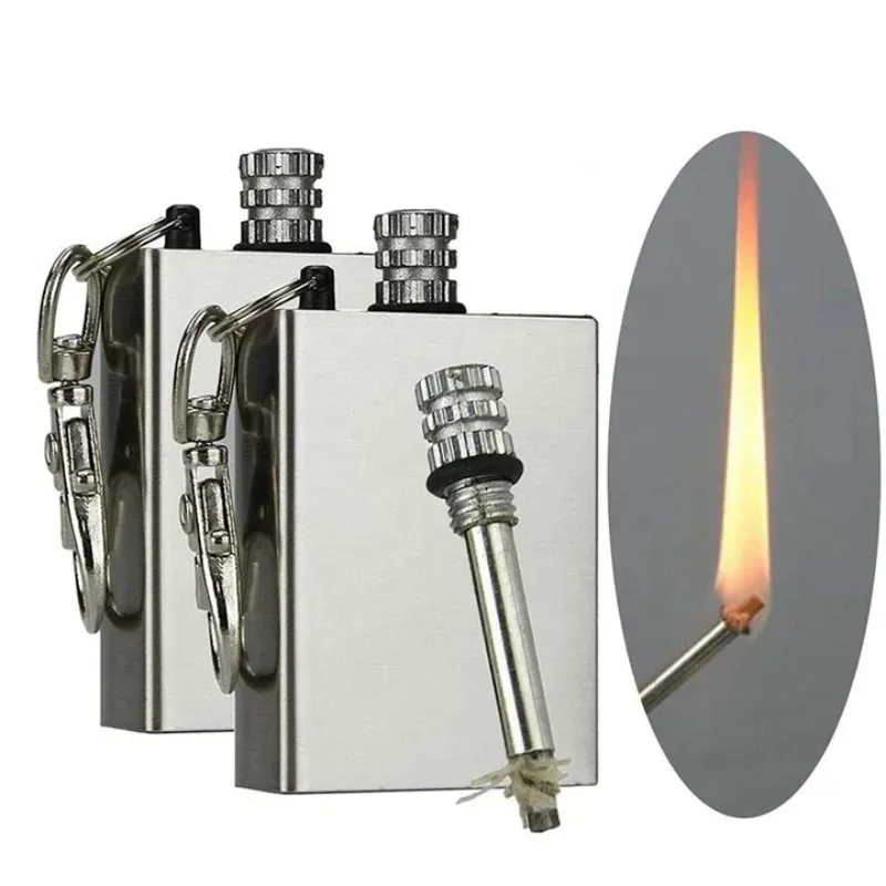 Outdoor Survival Metal Match Lighter Waterproof Keychain Kerosenes Emergency Igniter 10000 Times Sparks Camping Lighter