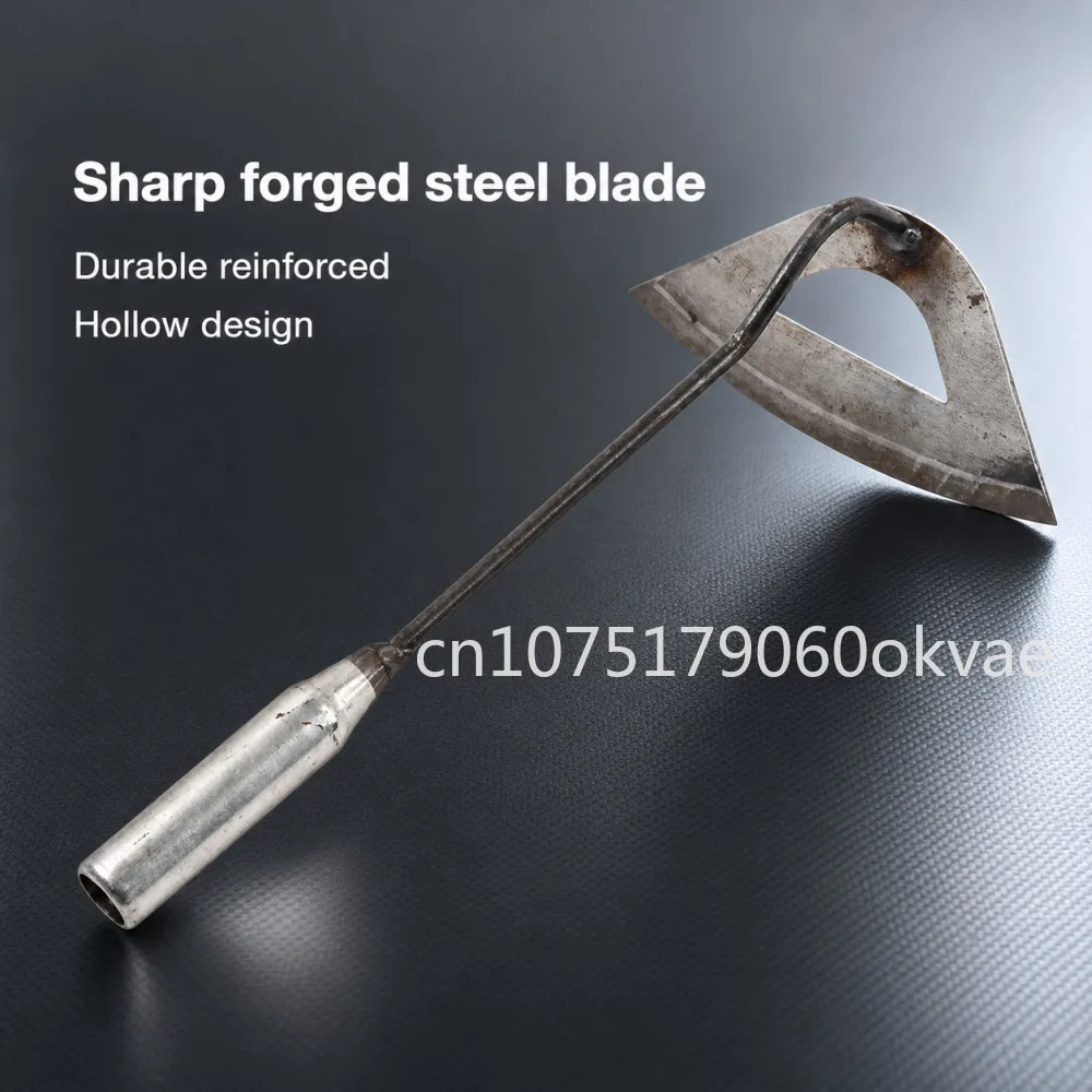 Hollow Arc Garden Hoe Sharp Forged Blade Long Iron Handle Manual Weeding Tool for Farm and Vegetable Garden Maintenance