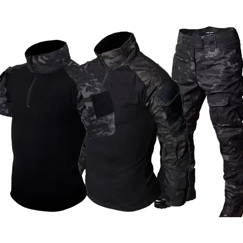 Men Tactical Uniform Training Suit Camo Hunting Airsoft Suits Clothes Combat Shirts+Cargo Pants Paintball Sets Hiking Hunting