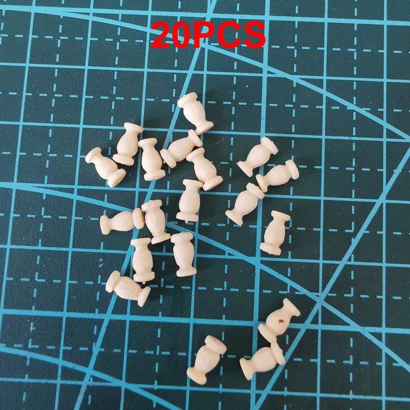 20PCS Miniature Wooden Roman Columns Height 6-6.5mm Simulated Railing Pillar Parts Kit for Scale Sailboat Model DIY Assembly