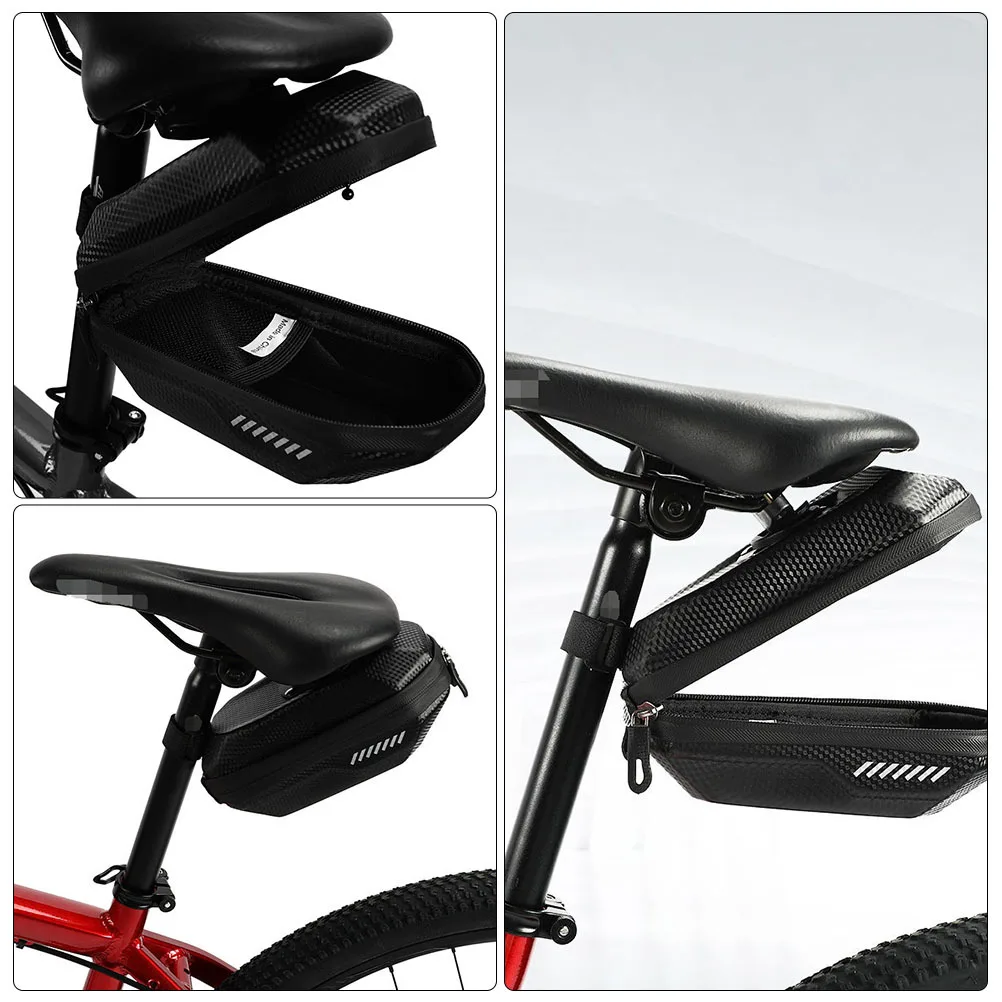 

1Pcs Waterproof Bike Saddle Bag Carbon Eva Shell Snap Lock Reflective Strip Large Capacity Cycling Tail Storage Tool Pouch