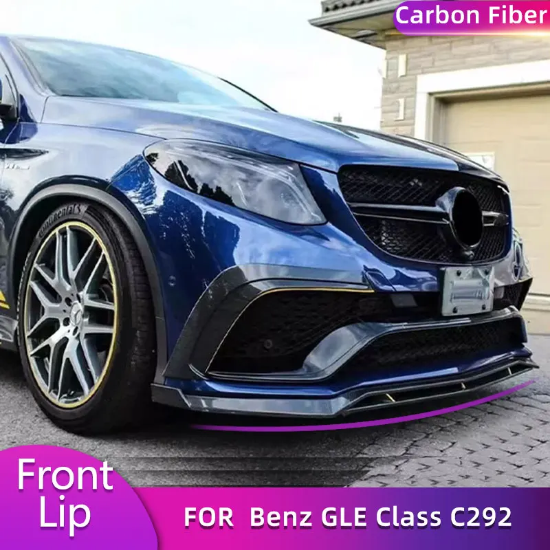 Carbon Fiber Front Bumper Lip Spoiler for Mercedes-Benz GLE Class C292 GLE63 AMG 2015-2018 Car Front Lip Chin Apron Bodykit FRP