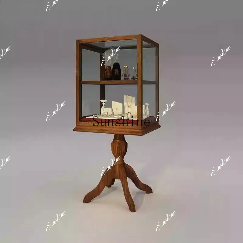 American Vintage Jewelry Display Museum Jade Exhibition Glass Island Cabinet  FT