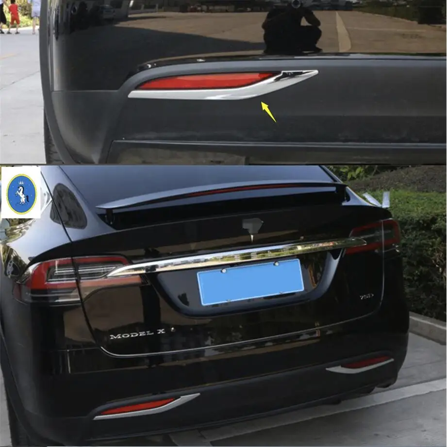 

Chrome Tail Trunk Rear Bumper Fog Lights Lamps Decor Cover Trim For Tesla Model X 2016 - 2018 Car Accessories Exterior Refit Kit