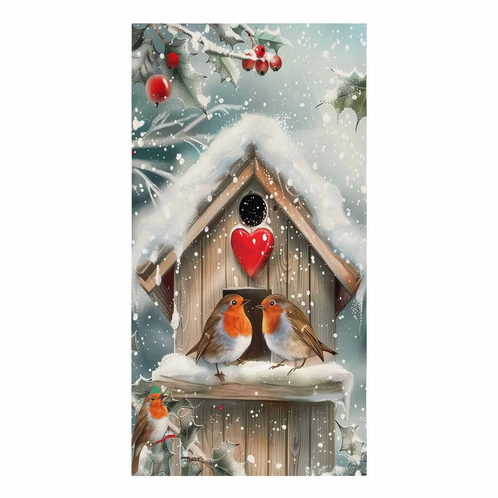 Christmas Robin Snowflake Microfiber Towel Absorbent Kitchen Cleaning Cloth Dish Towel Household Cleaning Towel