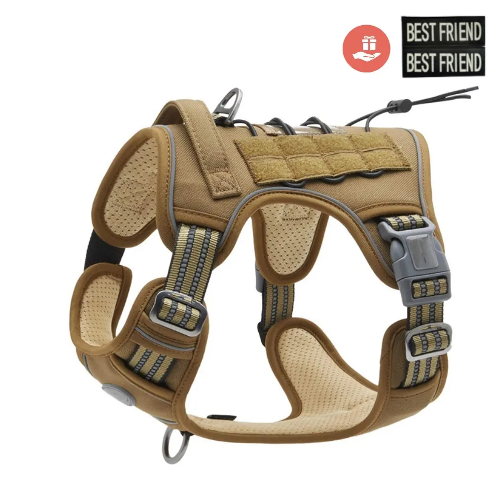 Adjustable Tactical Dog Harness Pet Working Training Military Service Vest Reflective Dog Harness Set For Small Medium Big Dogs