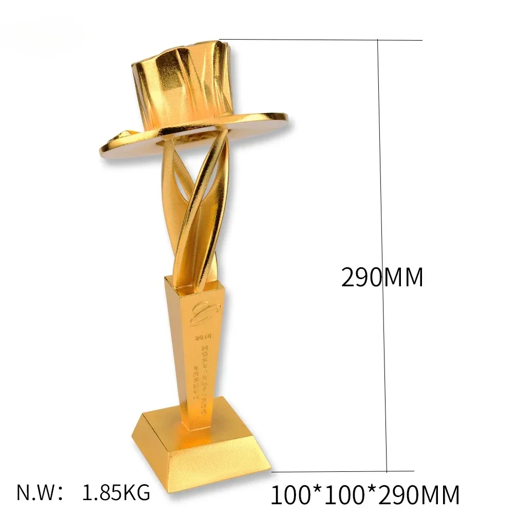 Internet Conference Gold Hat Trophy Terne Metal Trophy Metal Crafts Production Customizable Tournament Trophy