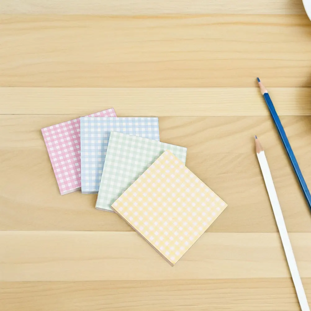 8Pcs Tearable Sticky Memo Pads Square Grid Adhesive Notes Cute Writing Pads Meeting Office Classroom School Supplies