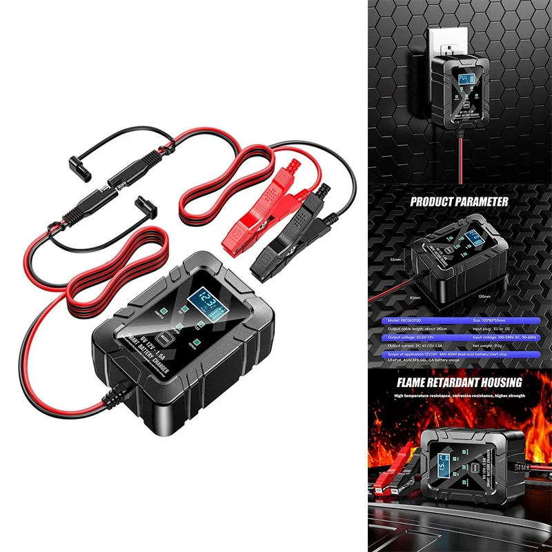 

6V 12V 1.5A Smart Car Battery Maintainer Battery Trickle Charger For RV Car Truck Motorcycle Fast Charger