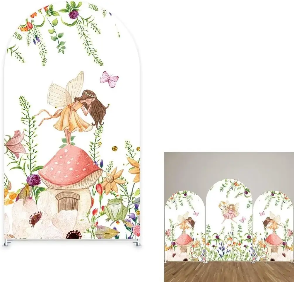 Kupu-kupu peri putri pesta ulang tahun latar belakang penutup musim semi bunga lengkungan berdiri kain ajaib dekorasi Baby Shower