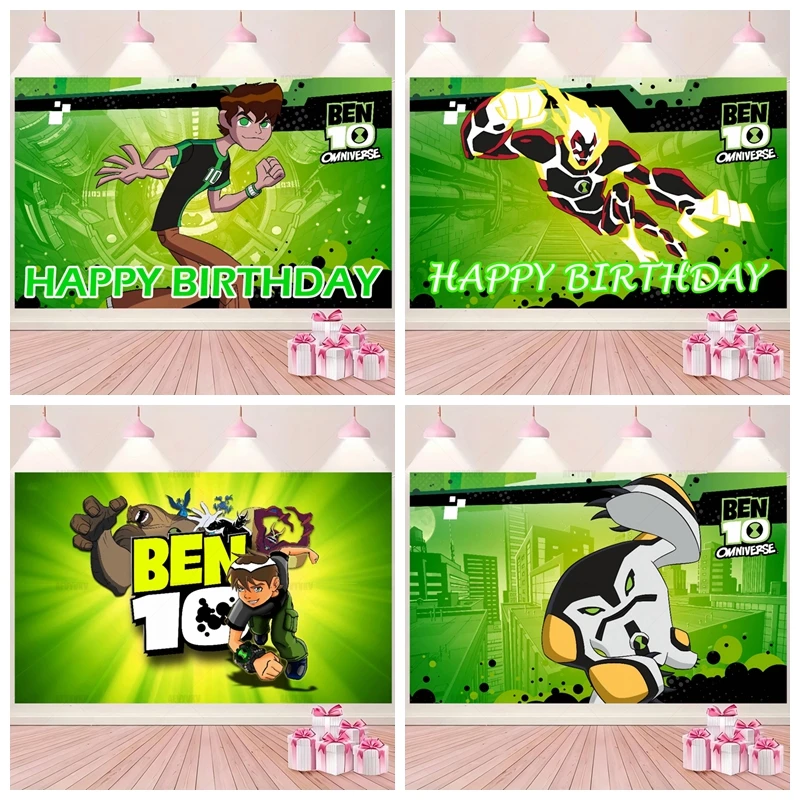 

Anime B-Ben 10 Cartoon Children's Birthday Party Backdrop Room Decoration Baby Shower Background Photography Studio Banner Props