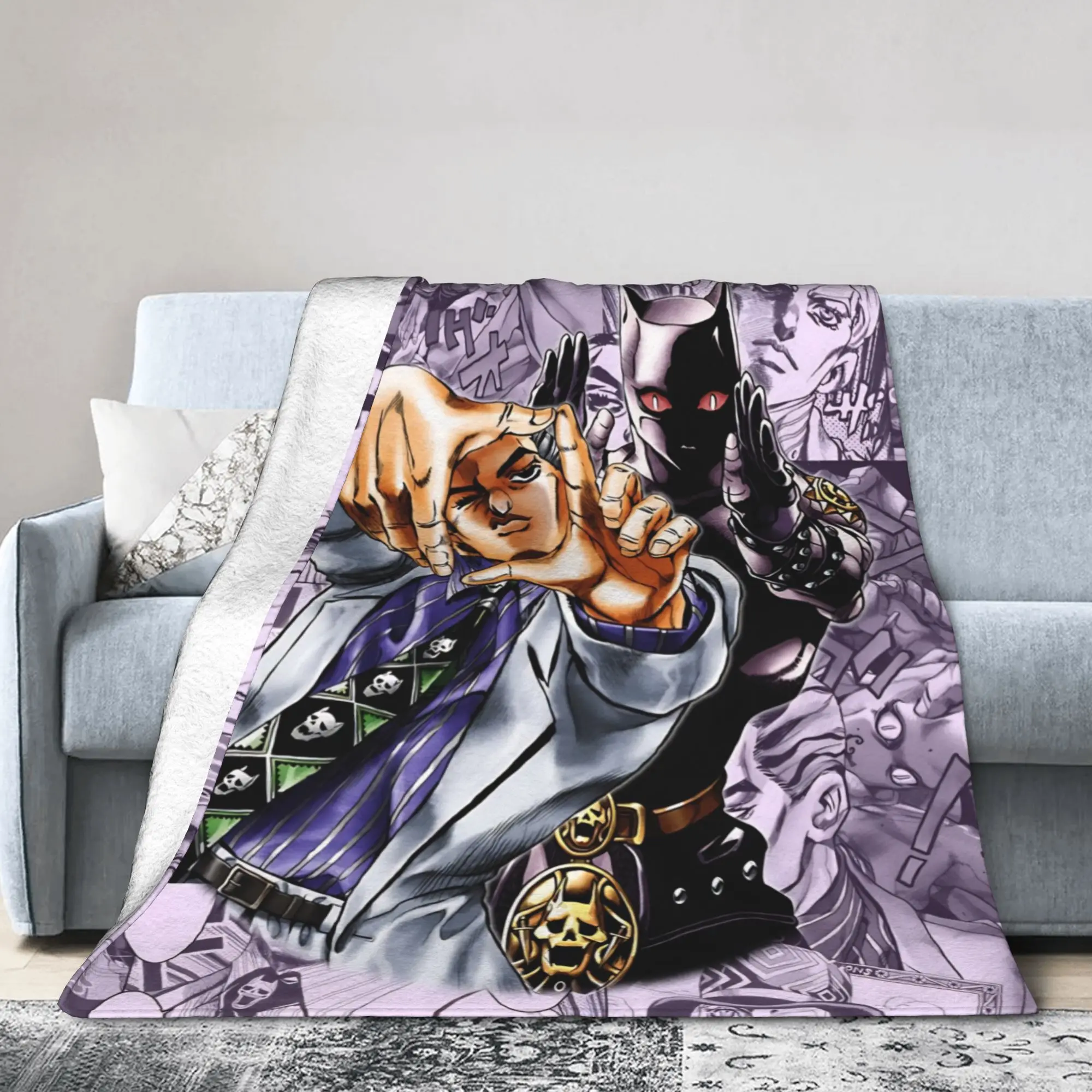 J-JoJos Bizarre Adventure Blanket Fleece All Season Multi-function Lightweight Thin Throw Blankets for Sofa Plush Thin Quilt