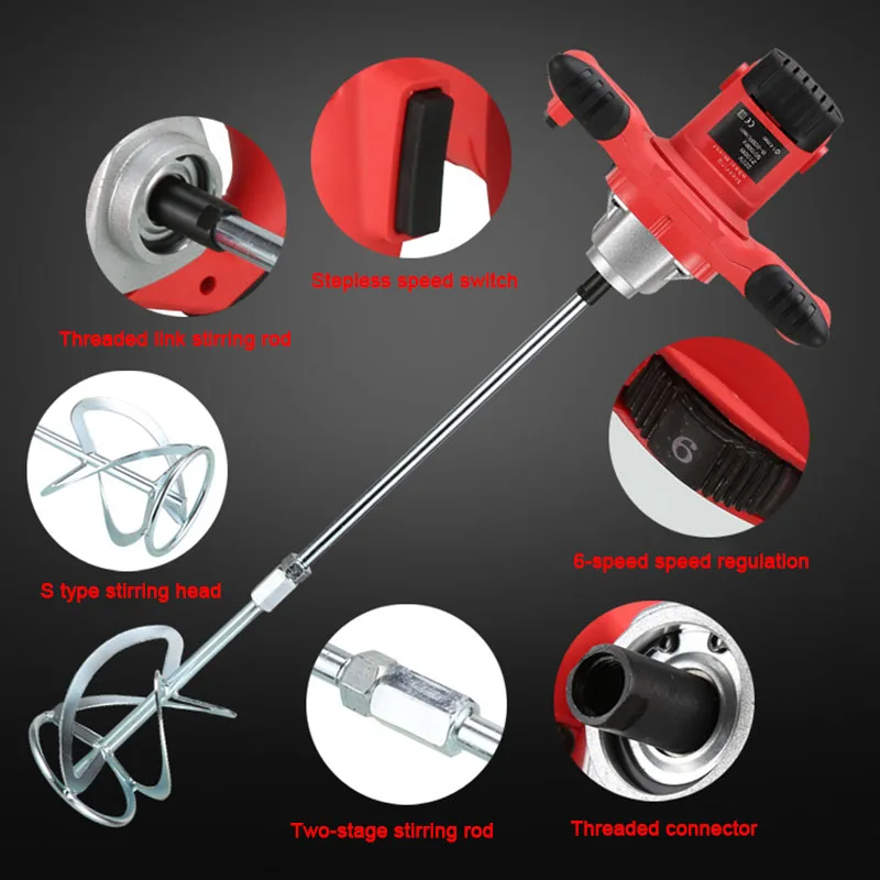6-speed Industrial Electric Mixer Paint Mixer Cement Putty Powder Mixer Paint Mixer