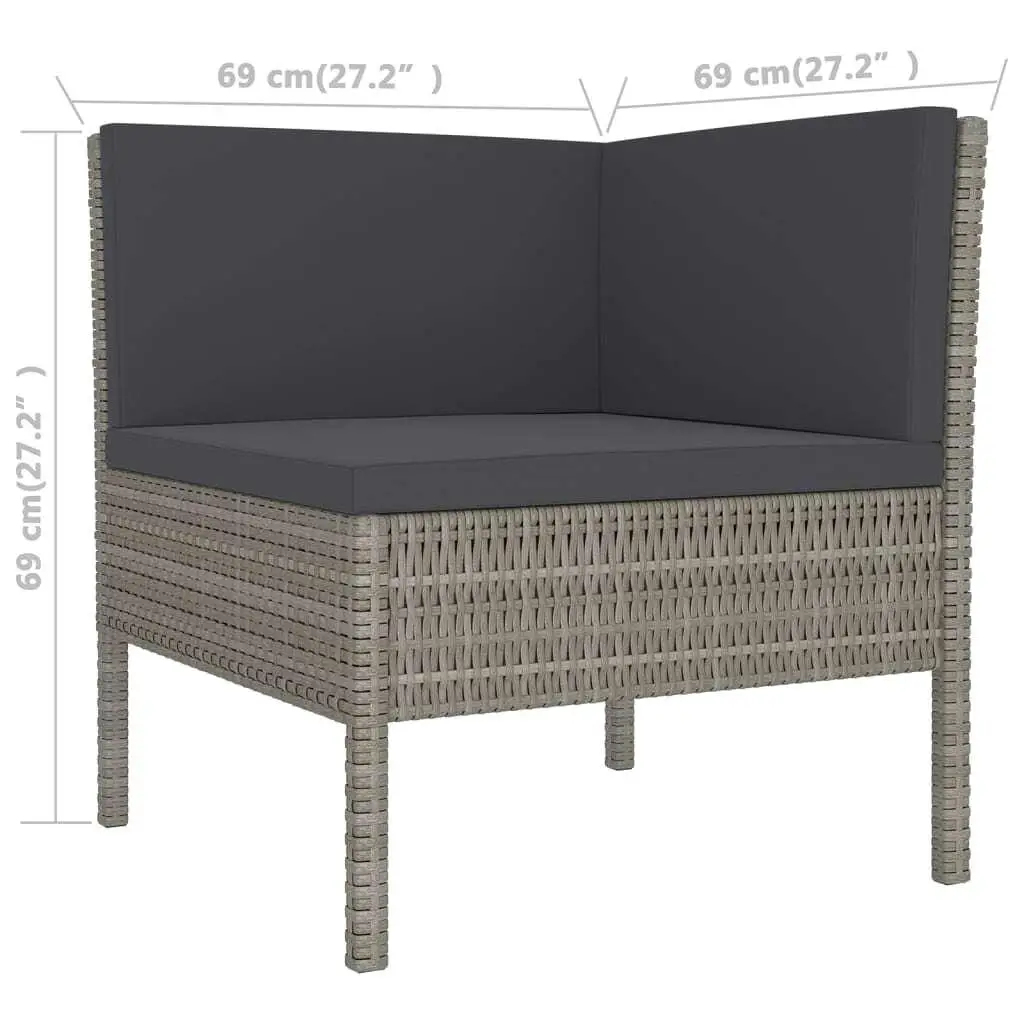 6-teiliges Terrassen-Lounge-Set aus grauem Polyrattan mit Kissen – stilvolle Gartenmöbel