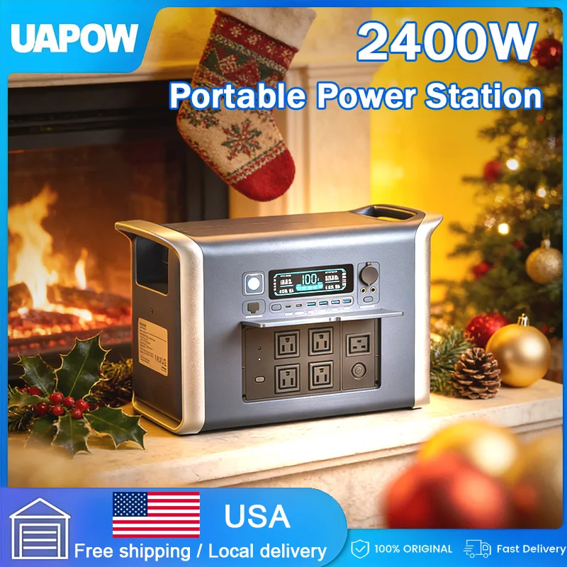 

Портативная электростанция 110 В, 2400 Вт, 640000 мАч, аккумулятор LiFePO4, американские элементы для кемпинга, SOS, внешний аккумулятор, светодиодный генератор освещения