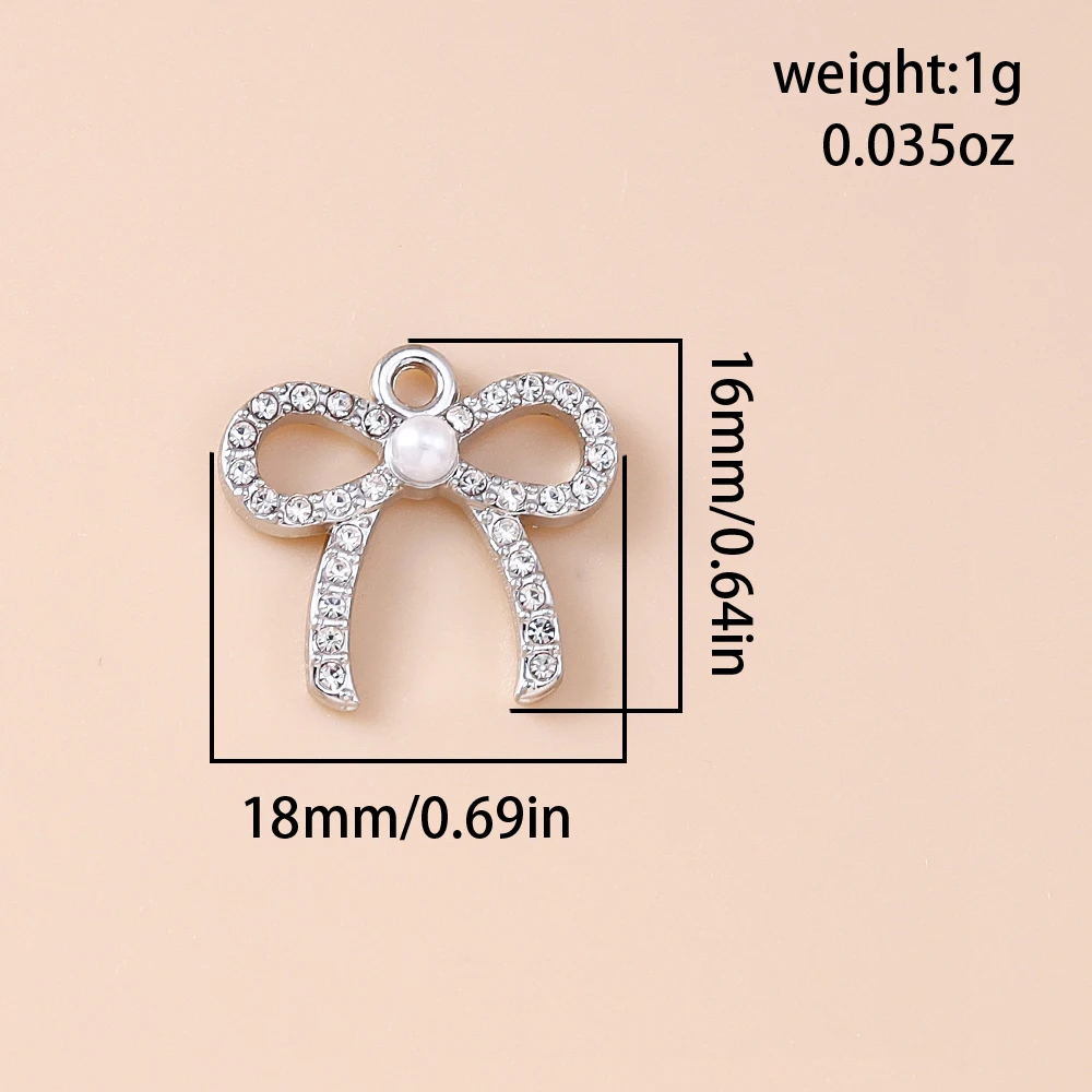 Leslie 5 Stück 18 x 16 mm exquisite Charms, Perlenkristall, Schleife, Anhänger für Halskette, Armband, DIY, Ohrringe, Schmuckherstellung – Detail 1