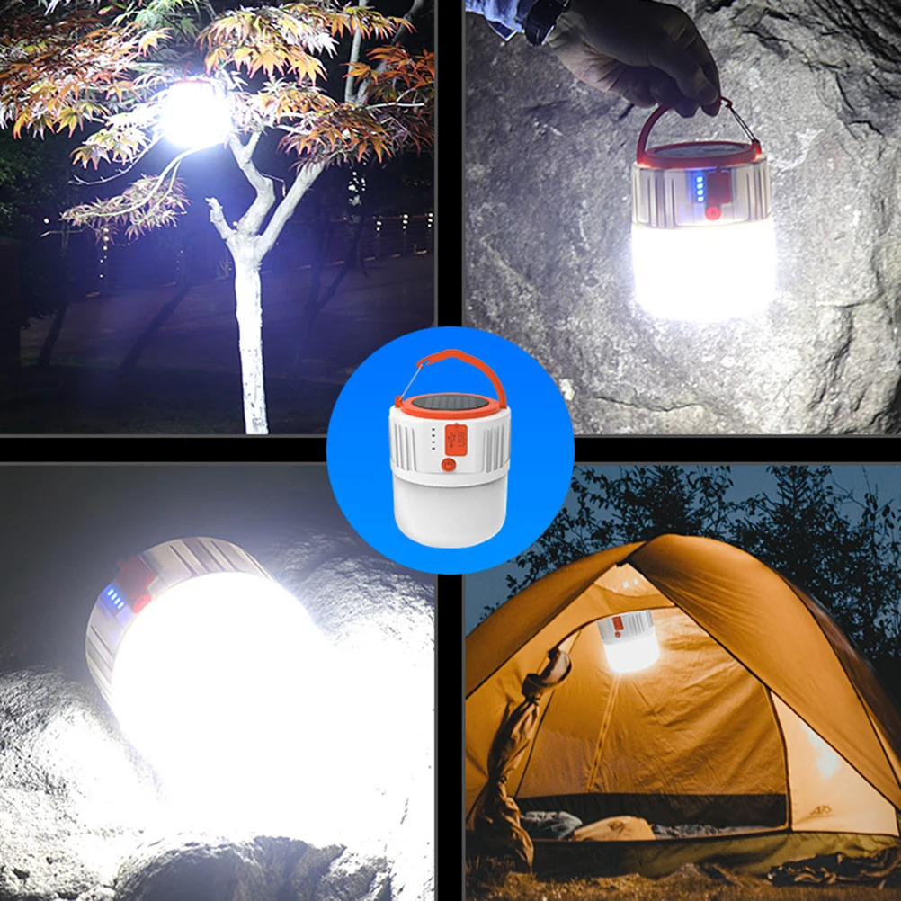 

USB Rechargeable Solar Outdoor LED Tent Lamp Multifunctional Camping Light Emergency Light 360 Degree Soft Glow Hanging Hook