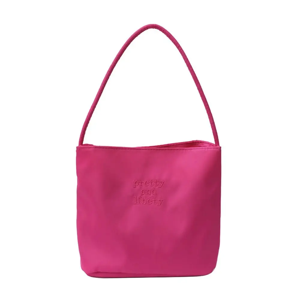 

Korean Style Letter Underarm Bag Handbag Tote Bag Embroidery Shoulder Bag All-match Large Capacity Nylon Bucket Bag Women