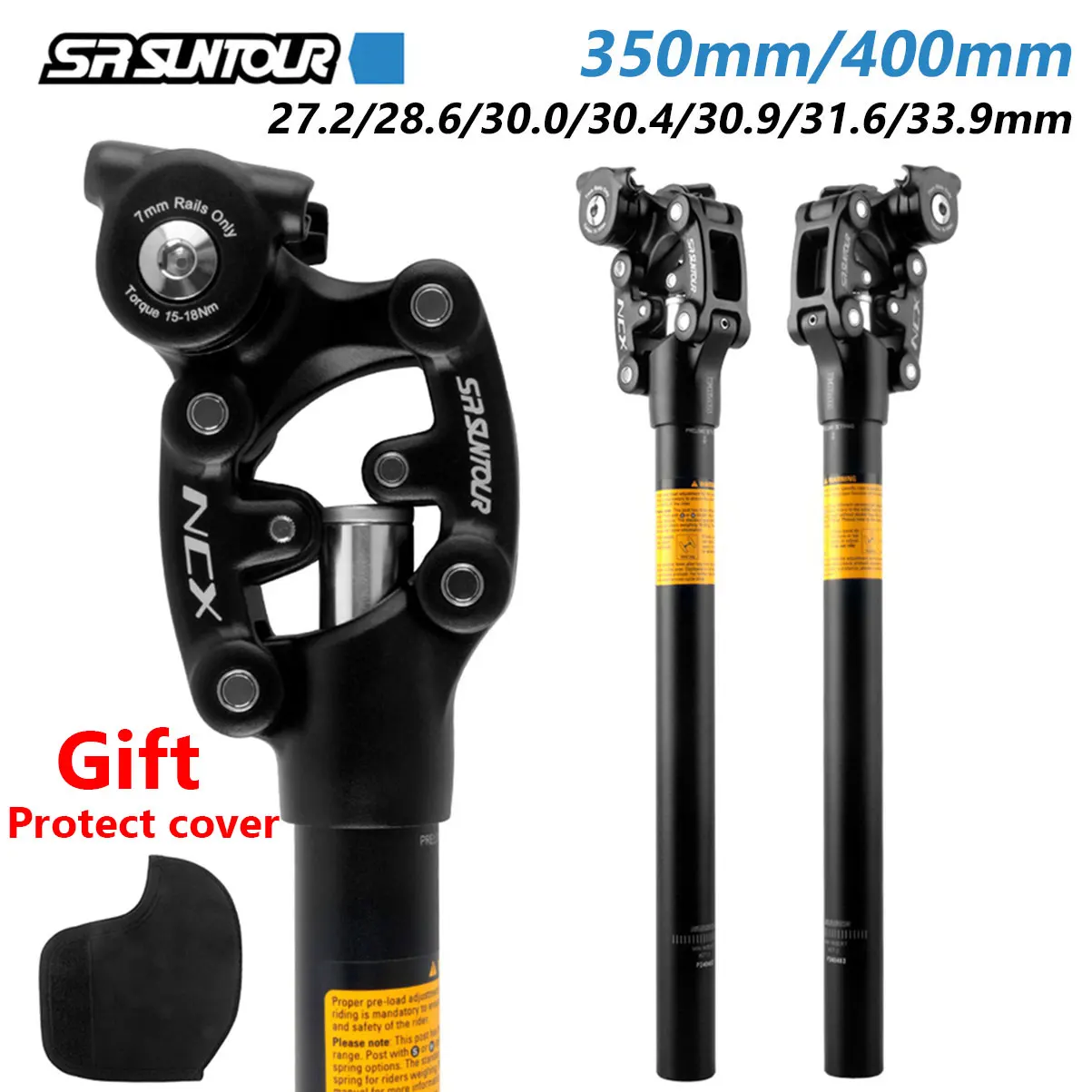 

SR SUNTOUR MTB Suspension Seat Post NCX 350mm 400mm Mountain Bike Seatpost 27.2 30.9 31.6 Bicycle Seat Tube Dropper Cycling Part