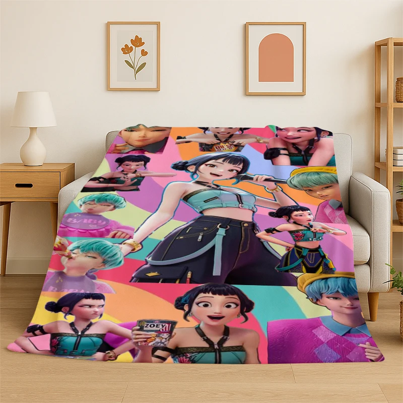 KPop D-Demon Hunters Girl Group Cartoon Soft Flannel Throw Blanket,Cozy Blanket for Bed,Couch,Sofa,Bedroom,Living Room,Travel